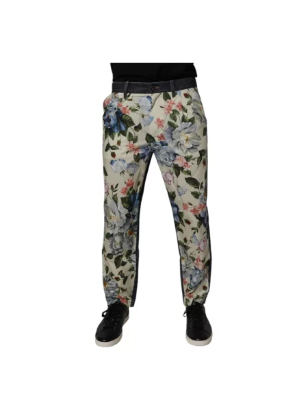Jeansy Dolce And Gabbana w kwiatki beżowe