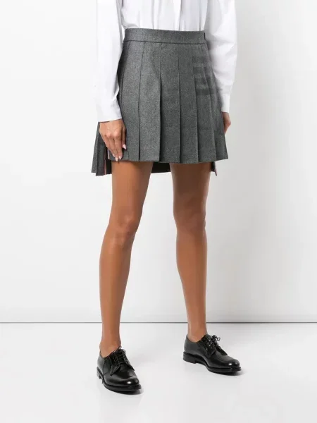 Pruhované plisované plisované sukně Thom Browne šedé