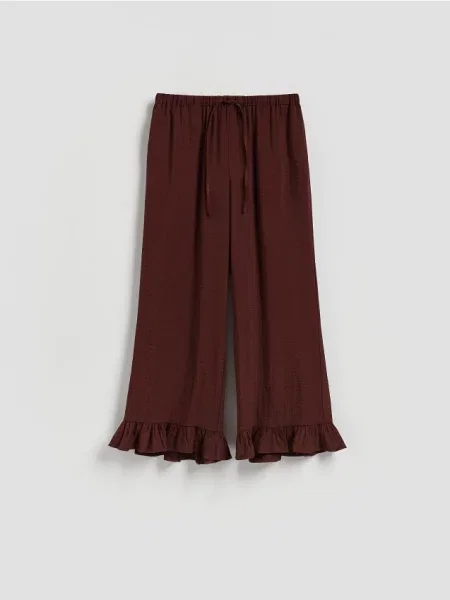 Reserved Pantaloni lejeri cu volane maro