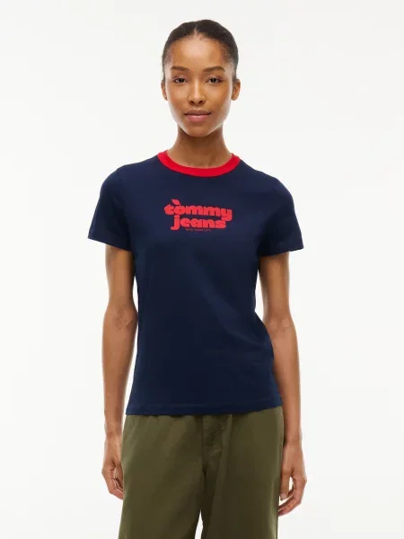 Tommy Jeans Tričko námornícka / purpurová modrá