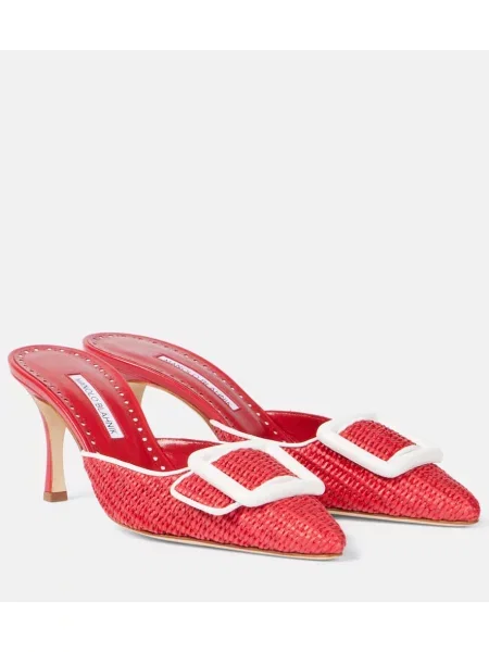 Usnjene mules Manolo Blahnik rdeča