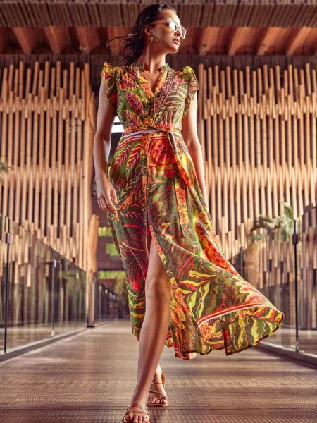 Пляжное платье-рубашка на