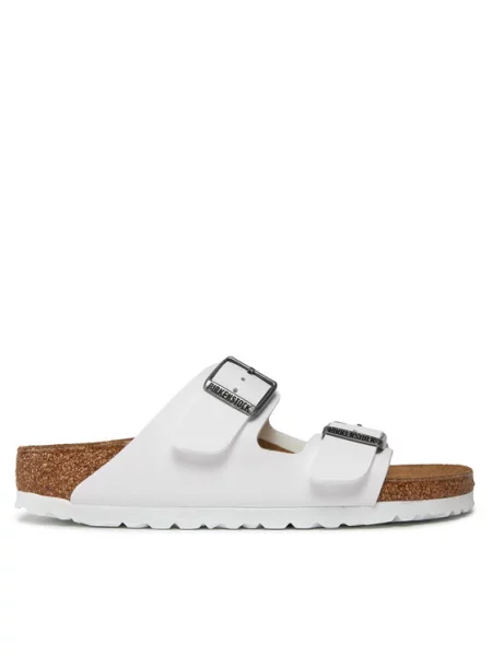 Birkenstock Arizona Birko-Flor White Narrow Fit Kobiety Sandały Birkenstock Size: 8 biały