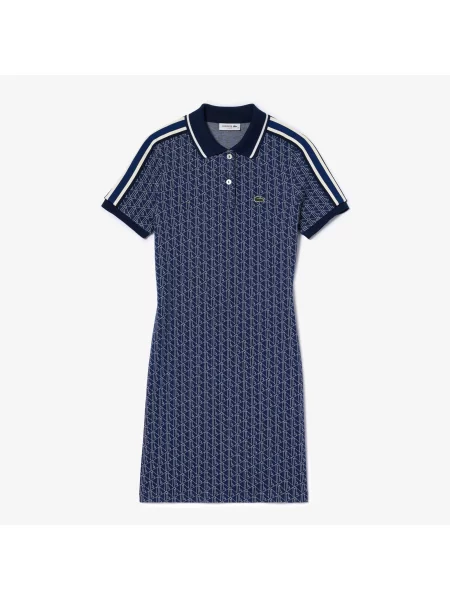 Lacoste сукня Monogram Slim Fit блакитна