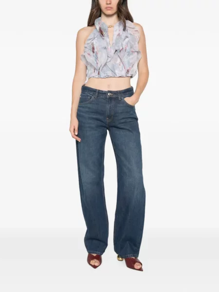 Top Aje cu model floral cu imagine albastru