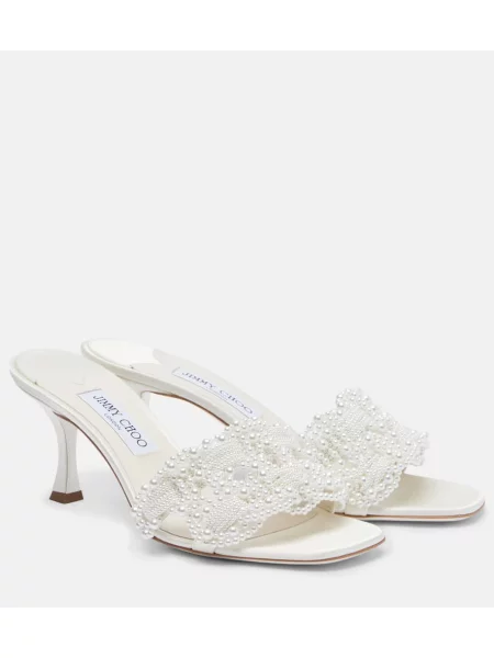 Satenaste mules Jimmy Choo bela