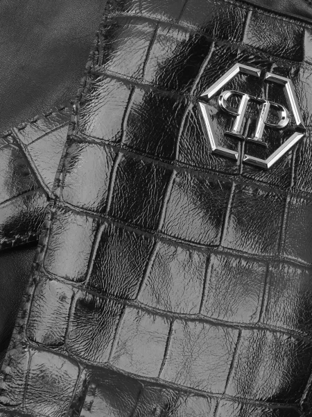 Rękawiczki Philipp Plein skórzane czarne