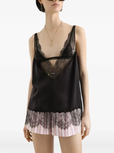 Top de mătase Dolce & Gabbana din satin negru
