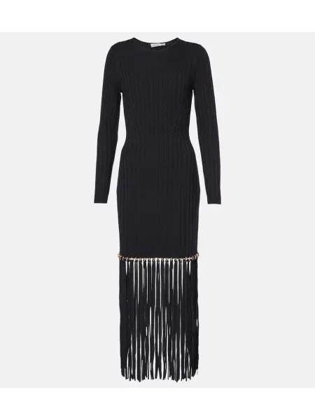 Rochie midi Simkhai cu franjuri până la genunchi de costum negru