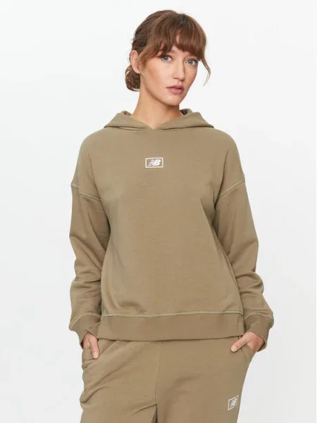 New Balance Bluză Essentials French Terry Hoodie verde