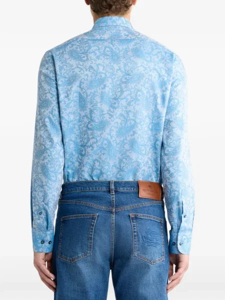 Cămașă Etro cu model paisley din jacard albastru