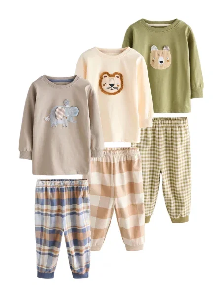 Next Pijamale / albastru / gri taupe / oliv bej