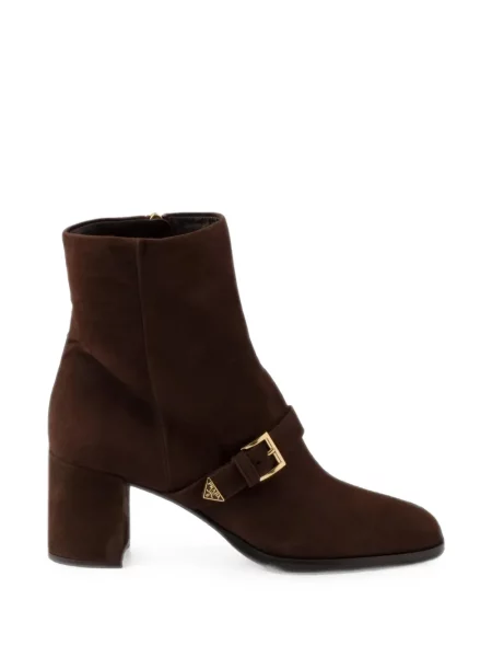Botine Prada din piele de căprioară maro