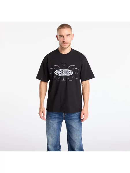 Tricou PLEASURES Overview Logo T-Shirt Black M negru