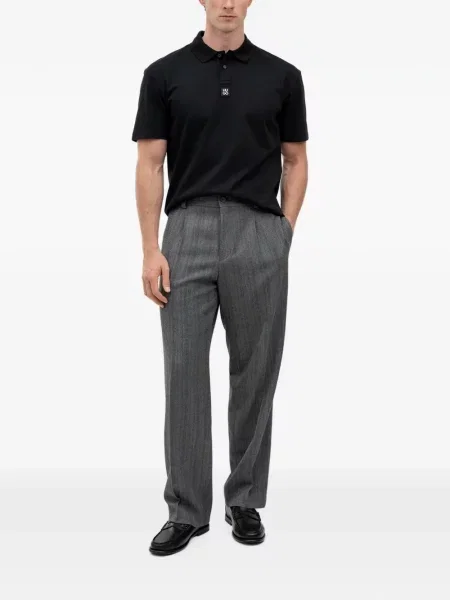 Pantaloni Hugo cu model herringbone gri