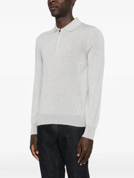 Tricou polo Canali tricotate gri