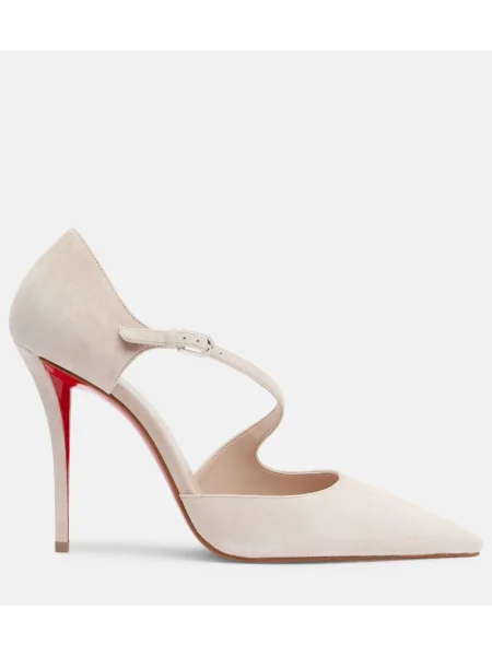 Pantofi cu toc Christian Louboutin din piele de căprioară bej