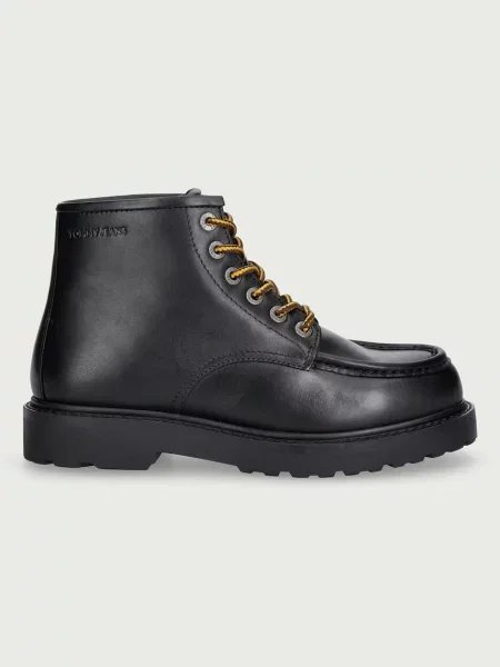 Botine Tommy Jeans din piele negru