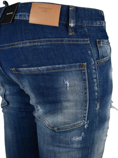 Skinny jeansy skinny Dsquared2 z przetarciami niebieskie