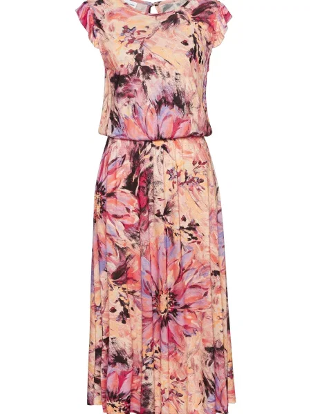 LASCANA Rochie mov lavandă / portocaliu caisă / roz deschis negru