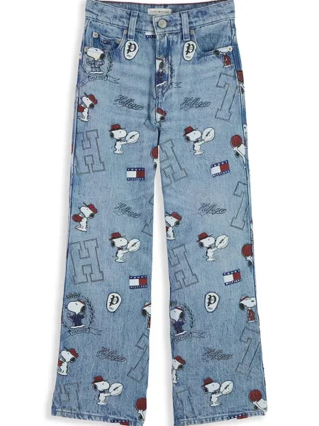 Tommy Hilfiger wide leg traperice za djecu x Peanuts plava