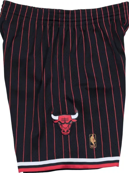 Ριγέ σορτς Mitchell & Ness με αυτόγραφο μαύρο
