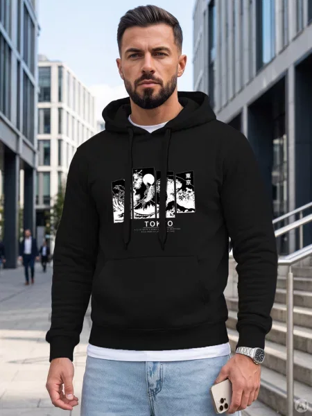 Bluza z kapturem z nadrukiem TOKYO Dstreet czarny