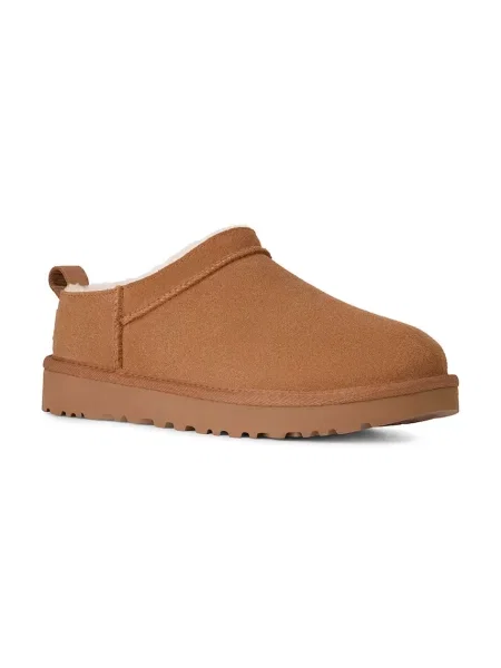 UGG papuci din piele întoarsă Classic Micro maro