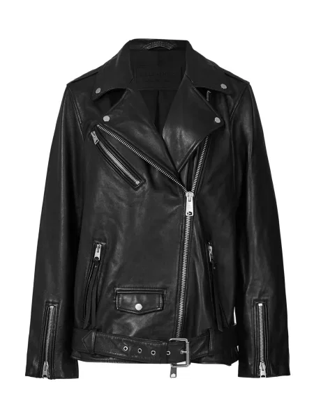 AllSaints geaca de piele BILLIE femei de tranzitie negru