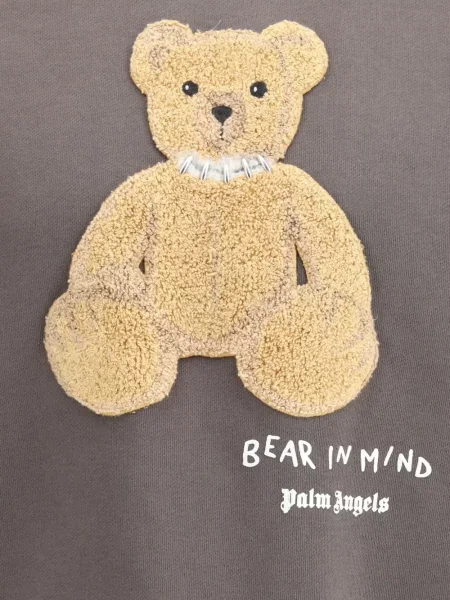 Hanorac crewneck Palm Angels cu aplicații teddy gri