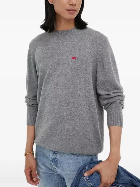 Svetr Levi's s kulatým výstřihem s autogramem šedý