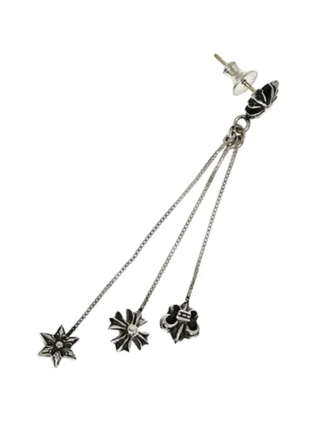 Cercei Chrome Hearts cu motiv cu inimi argintiu