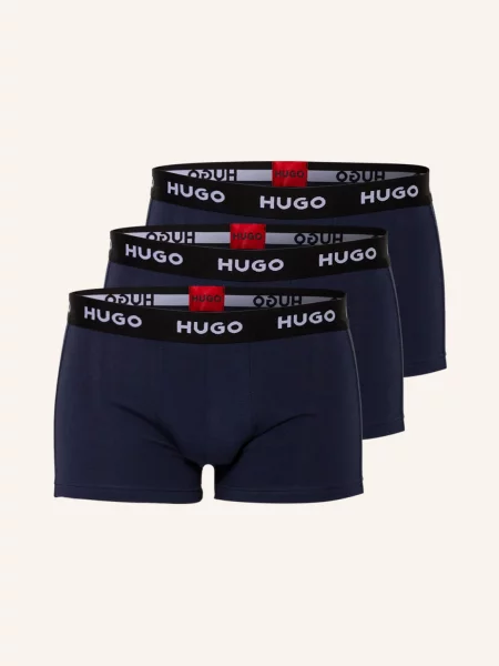 Obcisłe bokserki z detalami z logo w zestawie 3 szt. Hugo niebieskie