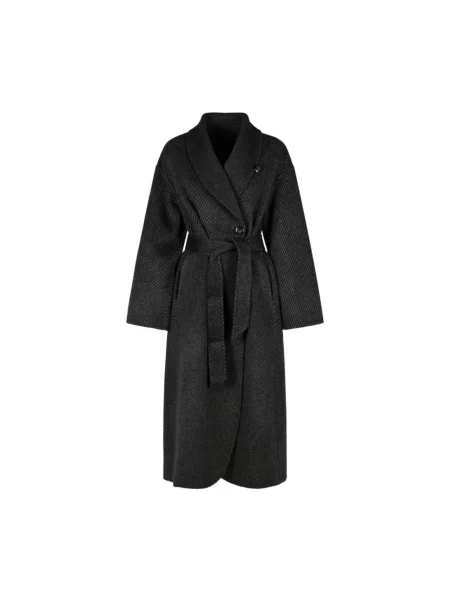 Płaszcz Emporio Armani wełniany dwurzędowy szary