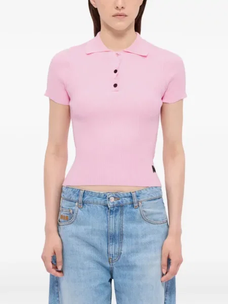 Polo Msgm tricotate cu nervuri roz