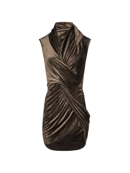 Top Rick Owens Lilies de catifea drapat maro