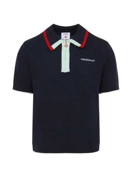 Tricou polo Casablanca cu autograf albastru