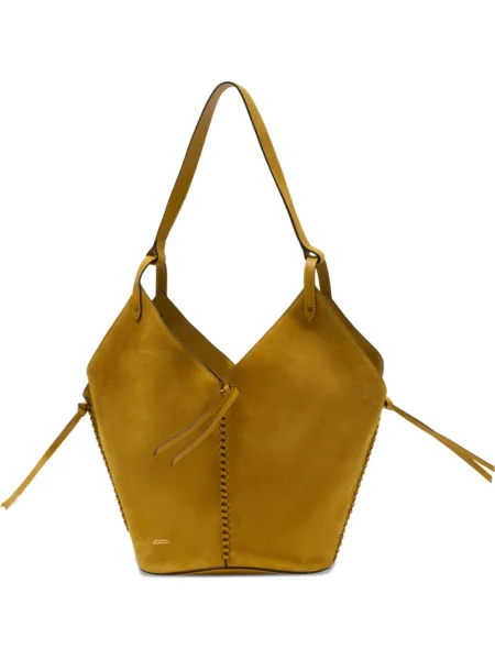 Geantă bucket Isabel Marant din piele de căprioară galben