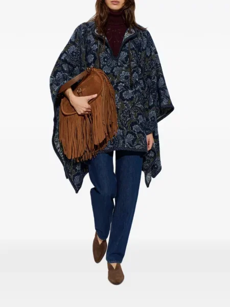 Poncho Etro cu model floral albastru
