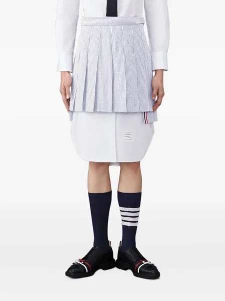 Fusta plisata Thom Browne cu dungi plisată albastru