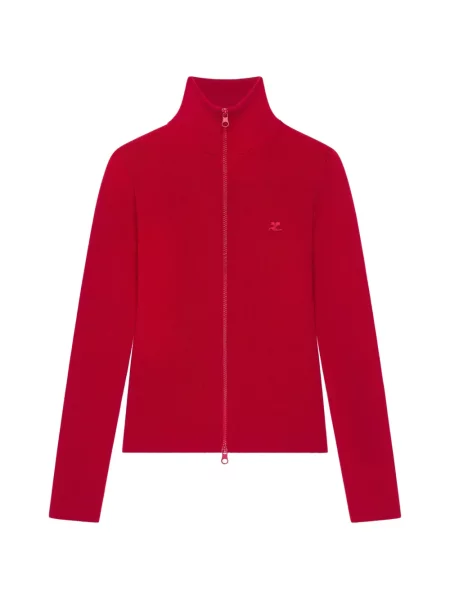 Cardigan Courreges cu broderie roșu
