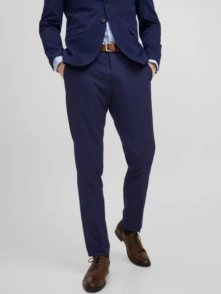 JACK & JONES Nohavice s pukmi Franco námornícka modrá