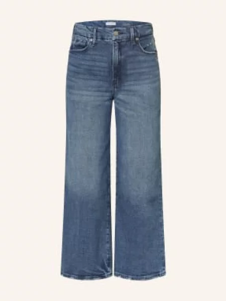 Good American Spodnie Jeansowe Good Waist Cropped Palazzo blau