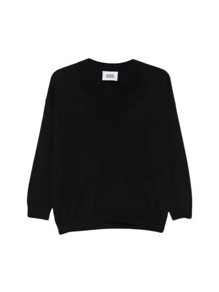 Sweter Alpha Studio z dekoltem w serek czarny