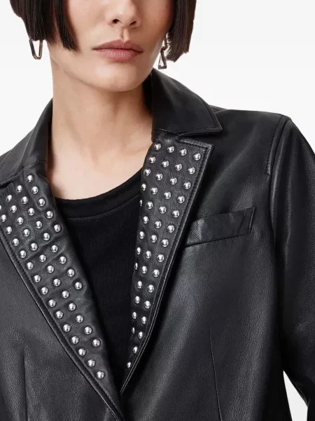 Sacou Allsaints din piele cu tepi negru