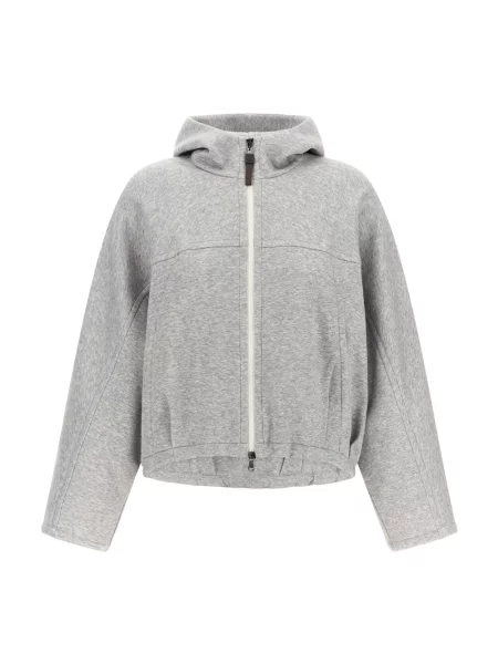 Bluza z kapturem Brunello Cucinelli z kapturem szara