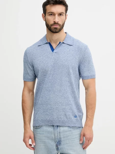 Polo majica United Colors of Benetton tamno melanž plava