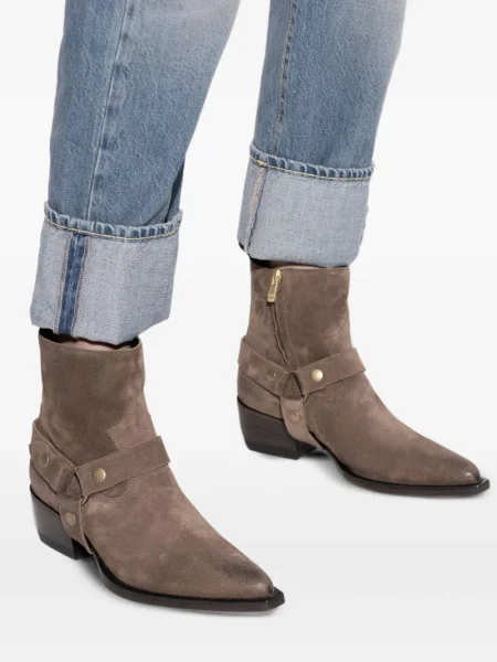 Botine Golden Goose din piele de căprioară auriu
