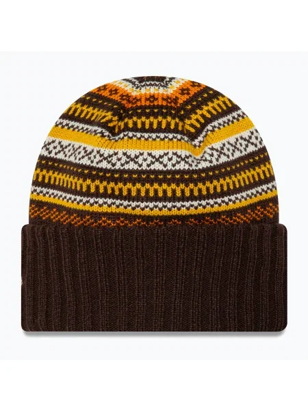Női téli sapka New Era Rail Isle Cuff Knit Beanie sötétbarna. Méret: OS barna
