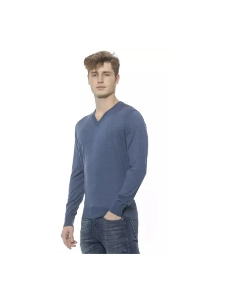 Sweter Billionaire z dekoltem w serek niebieski